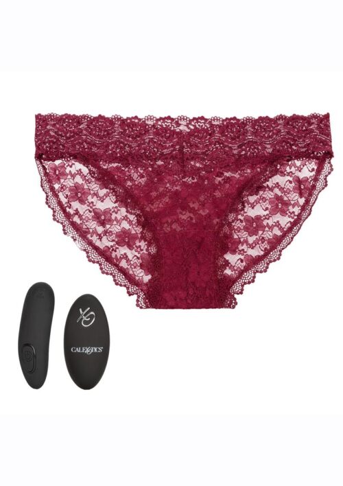 Remote Control Rechargeable Lace Panty Vibe Set - Small/Medium - Red
