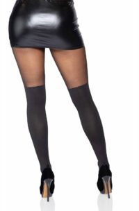 Leg Avenue Spandex Opaque Cross Pantyhose with Sheer Thigh Accent - O/S - Black