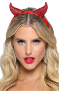 Leg Avenue Latex Glitter Devil Horn Headband - O/S - Red