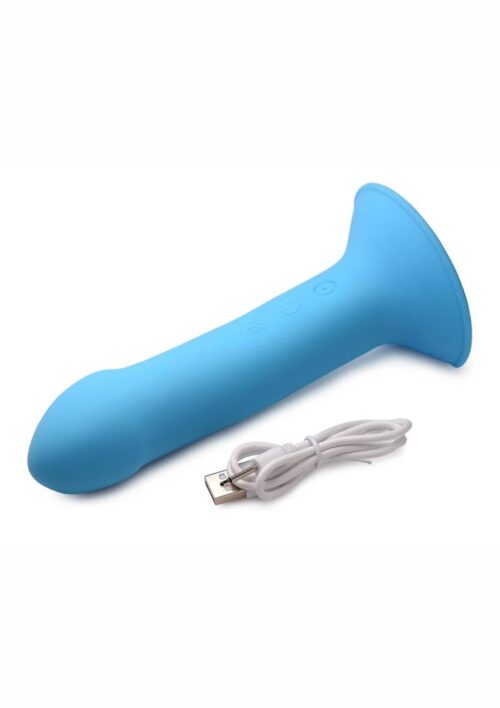 Squeeze-It Vibrating Squeezable Rechargeable Silicone Dildo - Blue