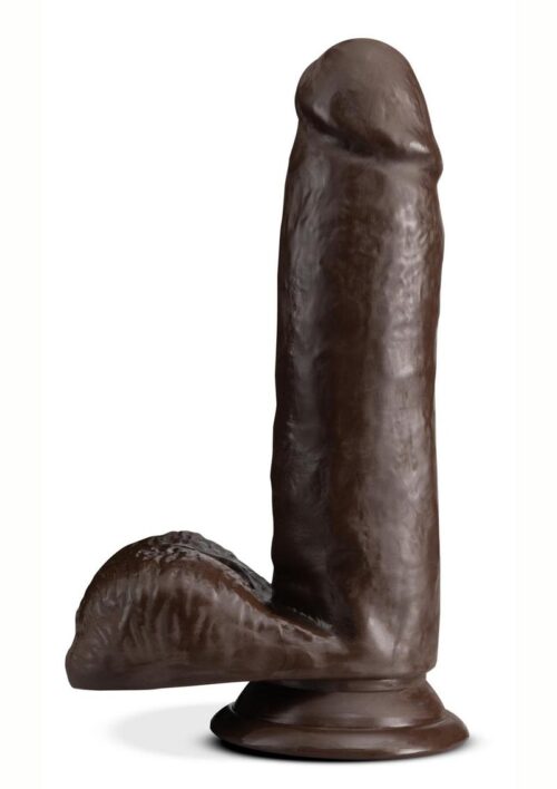 Dr. Skin Plus Posable Dildo with Balls and Suction Cup 7in - Chocolate