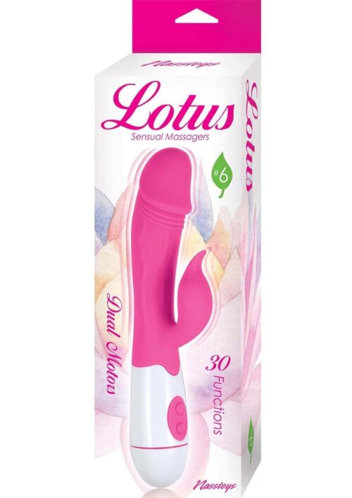 Lotus Sensual Massager #6 Silicone Rabbit Vibrator - Pink/White