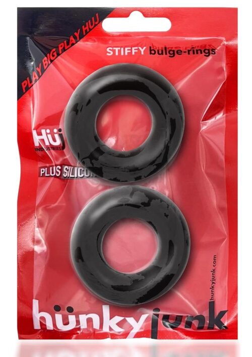 Hunkyjunk Stiffy Bulge Silicone Cock Rings (2 pack) - Tar Ice