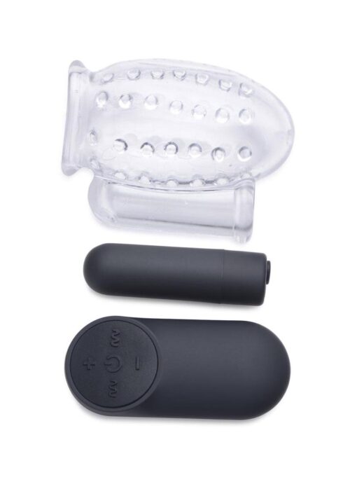 Trinity Men Rechargeable Bullet Penis Head Teaser with Remote Control - Clear