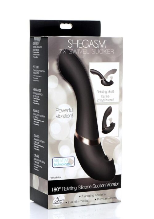 Shegasm 7X Swivel Licker 180 Rotating Silicone Licking Vibrator - Black