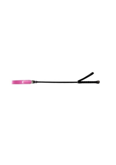 Rouge Leather Short Riding Crop with Slim Tip - Pink