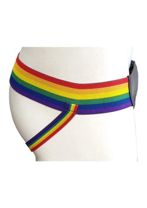 Rouge Leather Jock with Pride Stripes - Large - Multicolors