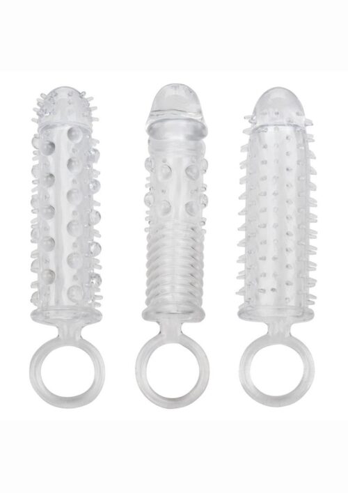 Textured Extension Set Penis Sleeves (3 piece) - Clear