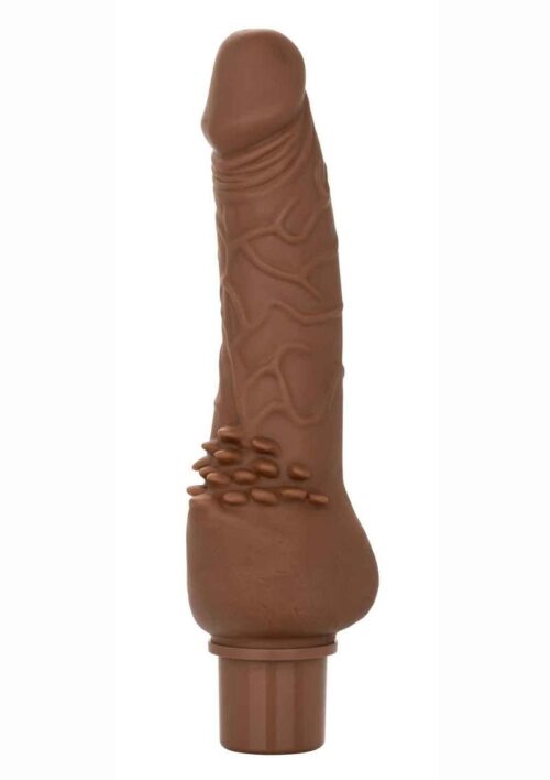 Rechargeable Power Stud Cliterrific Silicone Vibrating Dong - Chocolate