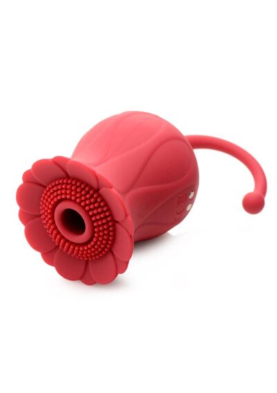 Inmi Bloomgasm Royalty Rose Rechargeable Silicone Textured Suction Clit Stimulator - Red