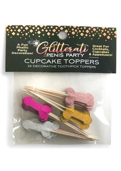 Glitterati Penis Party Picks (24 per Pack) - Assorted Colors