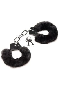 Master Series Cuffed in Fur Furry Handcuffs - Black