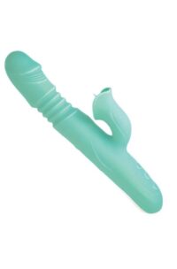 Princess Passion Heat Rechargeable Silicone Warming Vibrator with Clitoral Wheel - Aqua