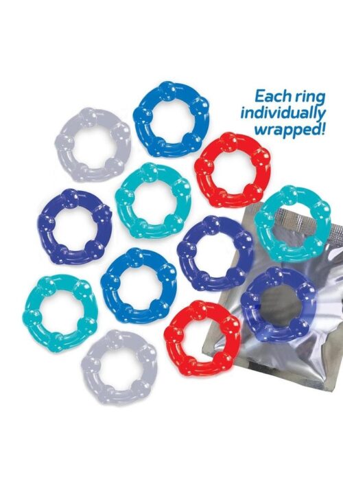 The 9`s - Baller`s Dozen Beaded Cockrings (12 per Pack) - Assorted Colors