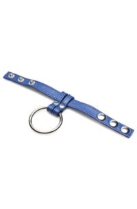 Strict Leather Cock Gear Leather and Steel Cock andamp; Ball Ring - Blue