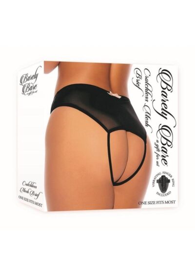 Barely Bare Crotchless Mesh Brief - O/S - Black