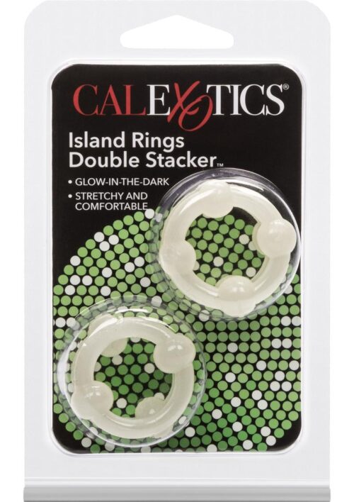 Island Rings Double Stacker Cock Rings (2 piece set) - Glow in The Dark