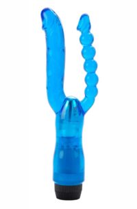 Dual Penetrator Vibrator with Anal Beads- Blue