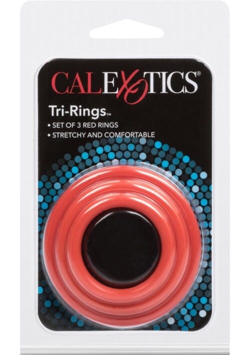 Tri Rings Cock Ring Set (3 Piece Set) - Red