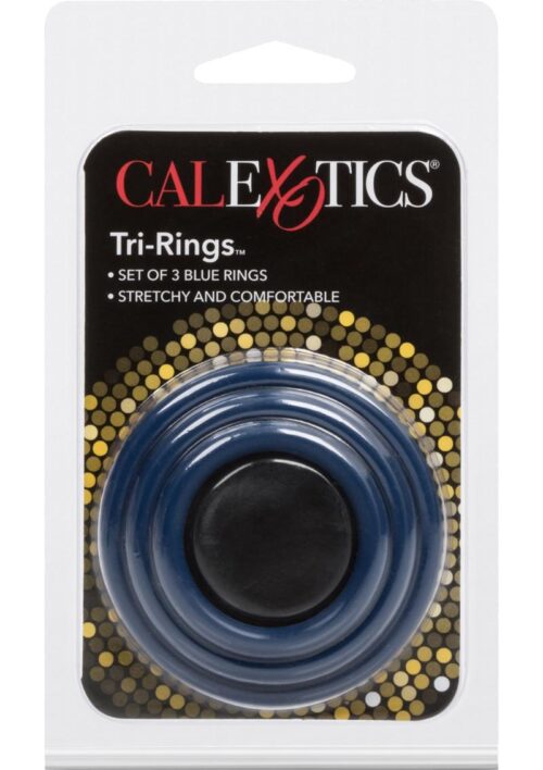 Tri Rings Cock Ring Set (3 Piece Set) - Blue