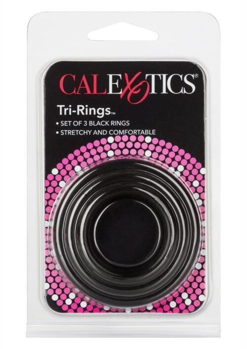 Tri Rings Cock Ring Set (3 Piece Set) - Black