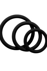 Tri Rings Cock Ring Set (3 Piece Set) - Black
