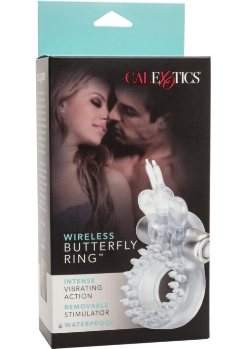 Wireless Butterfly Ring Vibrating Cock Ring with Clitoral Stimulation - Clear