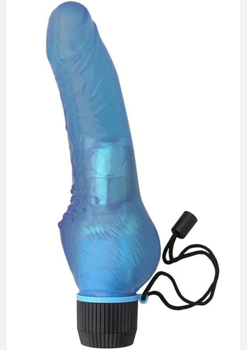 Jelly Caribbean Number 3 Jelly Realistic Vibrator with Clit Stimulator Waterproof 8in - Blue