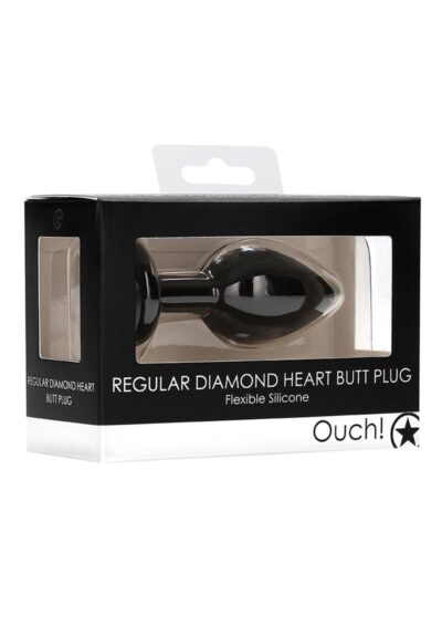 Ouch! Diamond Heart Butt Plug - Regular - Black