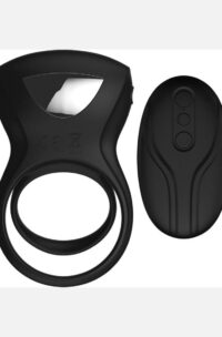 Decadence Shafter Shock Silicone Electro Shock Cock Ring with Remote Control - Black