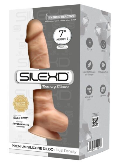SilexD Model 3 XD02 Silicone Realistic Dual Dense Dildo with Balls 7in - Vanilla