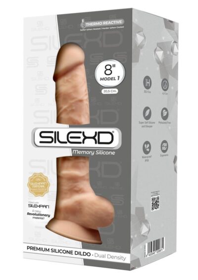 SilexD Model 3 ZD04 Silicone Realistic Dual Dense Dildo with Balls 8in - Vanilla