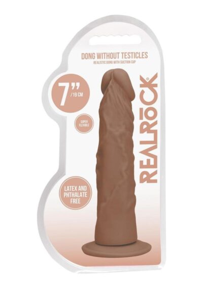 RealRock Skin Realistic Dildo Without Balls 7in - Caramel