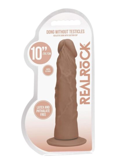 RealRock Skin Realistic Dildo Without Balls 10in - Caramel