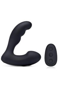 Blue Line Prober Silicone Rechargeable Dual Vibrating Remote Controlled Prostate Stimulator - Black