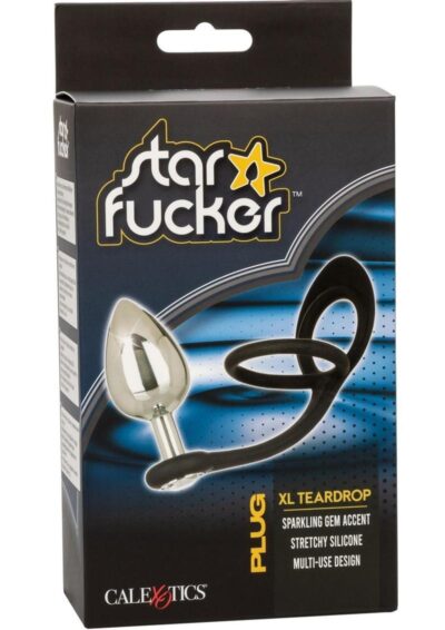 Star Fucker XL Teardrop Plug Silicone Dual Enhancer - Black