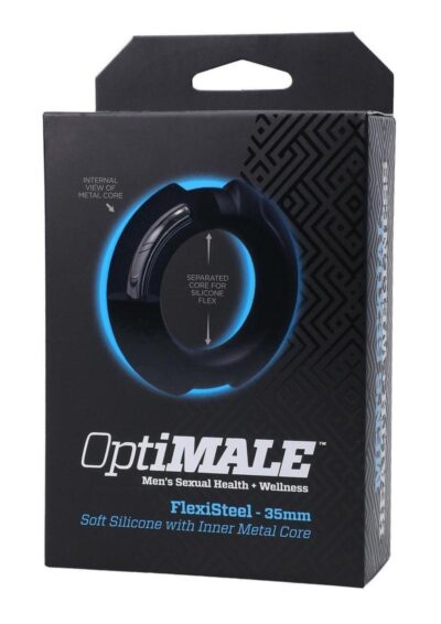 OptiMALE Flexisteel Soft Silicone With Inner Metal Core Cock Ring 35mm - Black