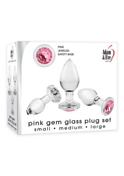 Adam andamp; Eve Pink Gem Glass Plug Set (3 Piece)