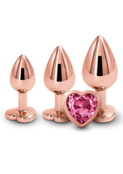 Rear Assets Aluminum Anal Plug Trainer Kit (3 pieces) - Pink/Rose Gold