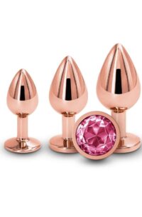 Rear Assets Aluminum Anal Plug Trainer Kit (3 pieces) - Rose Gold/Pink