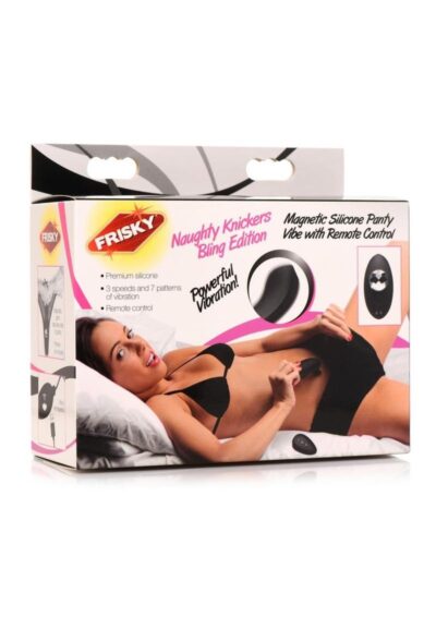 Frisky Naughty Knickers Bling Edition Silicone Panty Vibe with Remote Control- Black