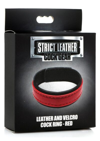 Strict Leather Cock Gear Velcro Leather Cock Ring - Red