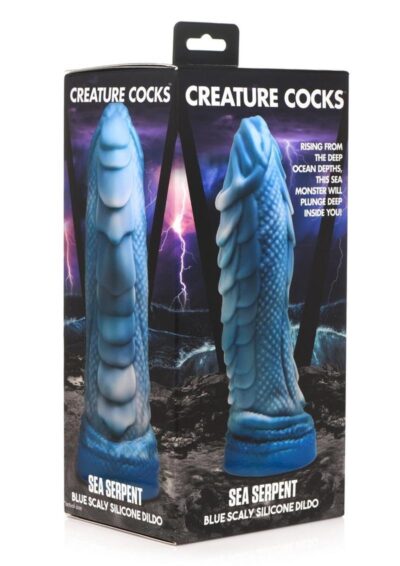 Creature Cocks Sea Serpent Scaly Silicone Dildo - Blue/Gray