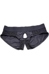Strap U Lace Envy Black Crotchless Panty Harness - XXXLarge - Black