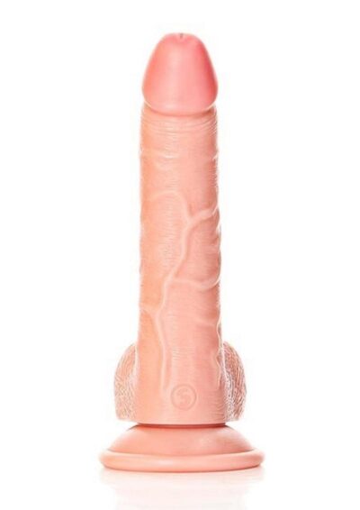 RealRock Curved Realistic Dildo with Balls and Suction Cup 7in - Vanilla