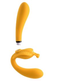 Monarch Silicone Rechargeable Triple Strapless Strap-On - Yellow