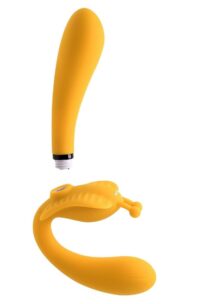 Monarch Silicone Rechargeable Triple Strapless Strap-On - Yellow
