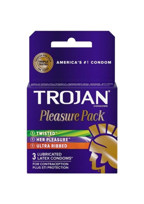 Trojan Pleasure Pack Lubricated Latex Textured Condoms Assorted 3-Pack