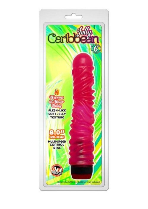 Jelly Caribbean Number 6 Vibrator 8in - Red