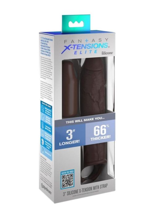 Fantasy X-Tension Elite Silicone 7in Sleeve and 3in Plug - Chocolate